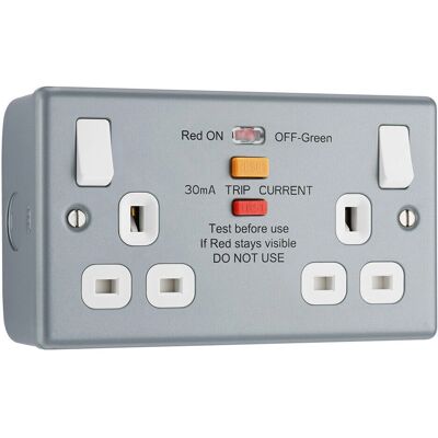 British General MC522ARCD Metal Clad 13A 2G Switch Socket - Socket British General MC522ARCD Metal Clad 13A 2G Switch Socket - Socket