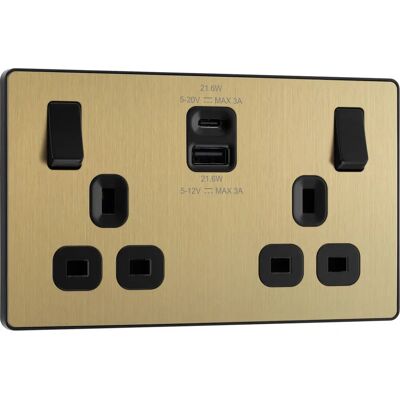 BG - Pcdsb22uac22b - 22W USB A C - 13A Double Switched - Socket BG - Pcdsb22uac22b - 22W USB A C - 13A Double Switched - Socket
