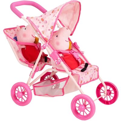 Wózek bliźniaczy Peppa Pig - Podwójny wózek dla lalek Wózek bliźniaczy Peppa Pig - Podwójny wózek dla lalek
