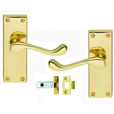 Golden Grace Victorian Scroll Brass Door Handle Set - 120mm Back Plate Golden Grace Victorian Scroll Brass Door Handle Set - 120mm Back Plate