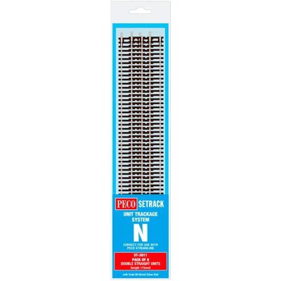 PECO N Gauge Double Straight Track 8 pcs - 174mm - Model Rail System PECO N Gauge Double Straight Track 8 pcs - 174mm - Model Rail System