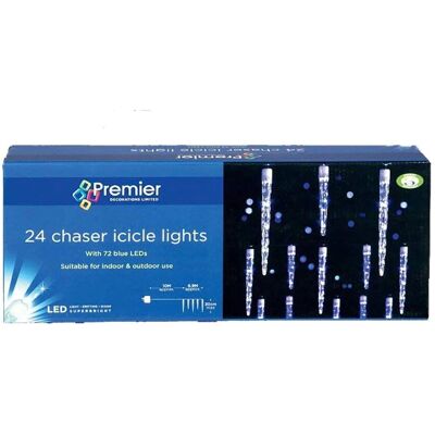 Premier 6.9m / 24 Chaser Icicle Shape Blue LED Christmas Lights - Christmas Lights Premier 6.9m / 24 Chaser Icicle Shape Blue LED Christmas Lights - Christmas Lights