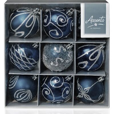 Boules de Noël Bleu Minuit Premier - Décorations d'Arbre Incassables - Publicité Boules de Noël Bleu Minuit Premier - Décorations d'Arbre Incassables - Publicité