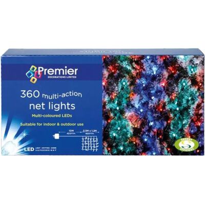 Premier 3.5m x 1.2m 360 LED Multi Action Christmas Net Window Light Premier 3.5m x 1.2m 360 LED Multi Action Christmas Net Window Light