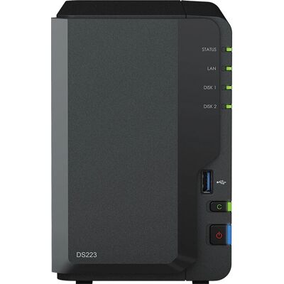 Synology DS223 NAS Mini Tower - Realtek RTD1619B, 2 GB RAM, 12 TB HDD, Noir - Publicité Synology DS223 NAS Mini Tower - Realtek RTD1619B, 2 GB RAM, 12 TB HDD, Noir - Publicité