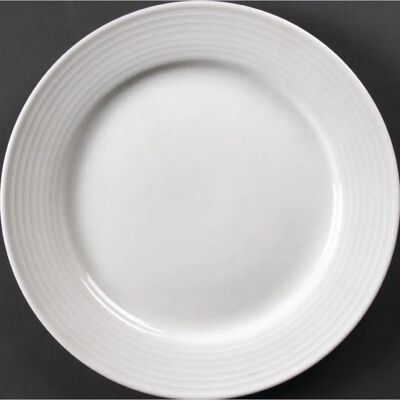 Assiettes en porcelaine blanche Olympia Linear - 25cm - Lot de 12 - Publicité Assiettes en porcelaine blanche Olympia Linear - 25cm - Lot de 12 - Publicité
