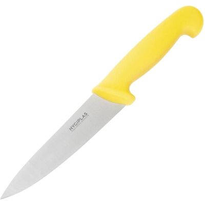 Cuchillo de Chef Hygiplas - 160 mm - Acero inoxidable, Amarillo, Mango ergonómico Cuchillo de Chef Hygiplas - 160 mm - Acero inoxidable, Amarillo, Mango ergonómico