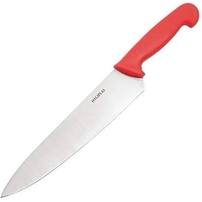 Hygiplas 255mm Red Chef Knife - Stainless Steel, Dishwasher Safe Hygiplas 255mm Red Chef Knife - Stainless Steel, Dishwasher Safe