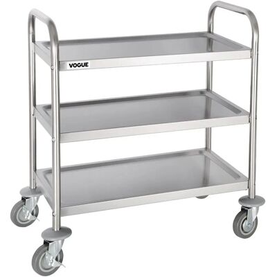 Vogue Stainless Steel 3 Tier Trolley - Professional Compact Vogue Stainless Steel 3 Tier Trolley - Professional Compact