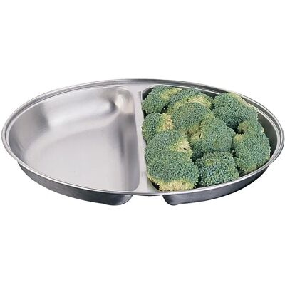 Plato ovalado para verduras Olympia - Acero inoxidable, 2 compartimentos Plato ovalado para verduras Olympia - Acero inoxidable, 2 compartimentos