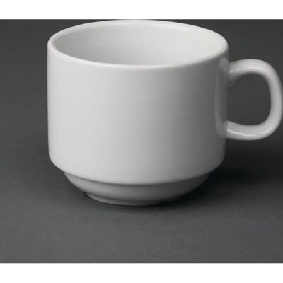 Tasses à Thé Empilables Whiteware - 200ml - Lot de 12 - Publicité Tasses à Thé Empilables Whiteware - 200ml - Lot de 12 - Publicité