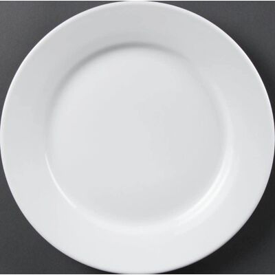 Olympia Whiteware Porcelain Plates - 250mm, Wide Edge, 12 pcs Olympia Whiteware Porcelain Plates - 250mm, Wide Edge, 12 pcs