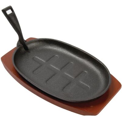 Olympia Oval Gjutjärnsgrillplatta med Träställ - 280x190mm Olympia Oval Gjutjärnsgrillplatta med Träställ - 280x190mm