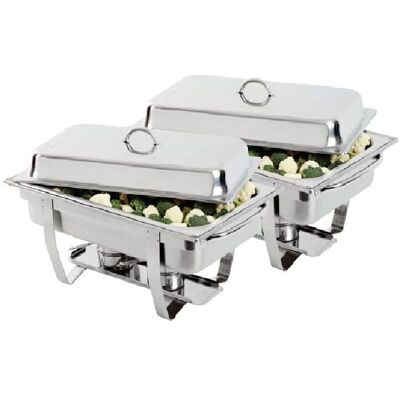 Chafing Dish en Acier Inoxydable GN 1/1 Olympia - Lot de 2 + Capsules de Gel - Publicité Chafing Dish en Acier Inoxydable GN 1/1 Olympia - Lot de 2 + Capsules de Gel - Publicité