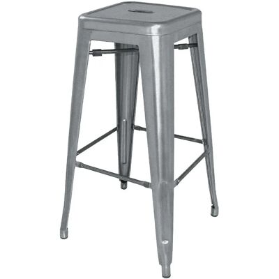 Sgabelli da Bar in Acciaio Zincato Grigio Metallizzato Bolero - Confezione da 4 Sgabelli da Bar in Acciaio Zincato Grigio Metallizzato Bolero - Confezione da 4