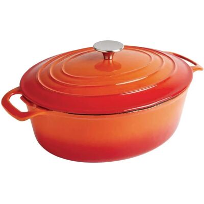 Vogue Olla de hierro fundido ovalada - 5L - Retención de calor, Apta para todos los quemadores Vogue Olla de hierro fundido ovalada - 5L - Retención de calor, Apta para todos los quemadores