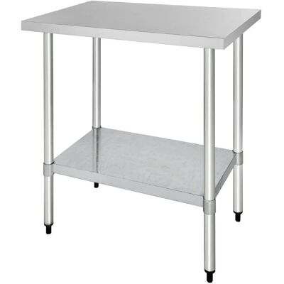 Mesa de trabajo de acero inoxidable Vogue con estante - 90x70cm - Mesa de trabajo Mesa de trabajo de acero inoxidable Vogue con estante - 90x70cm - Mesa de trabajo