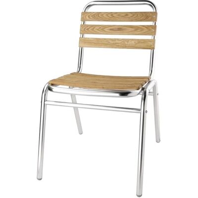 Chaises d'extérieur Bolero - Lot de 4 - Style bistrot, aluminium & chêne - Publicité Chaises d'extérieur Bolero - Lot de 4 - Style bistrot, aluminium & chêne - Publicité