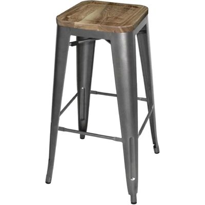 Tabouret de bar Bolero - Acier galvanisé, bois de frêne, empilable Tabouret de bar Bolero - Acier galvanisé, bois de frêne, empilable