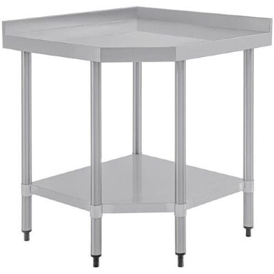 Mesa de trabajo de esquina Vogue 700x900mm con estante inferior - Acero inoxidable Mesa de trabajo de esquina Vogue 700x900mm con estante inferior - Acero inoxidable