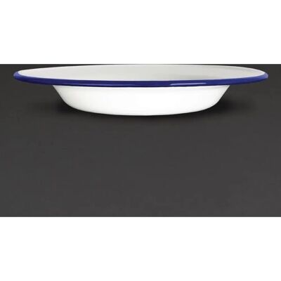 Olympia Blå och vit emaljerad stål soppaservis - 245mm - Pack av 6 Olympia Blå och vit emaljerad stål soppaservis - 245mm - Pack av 6