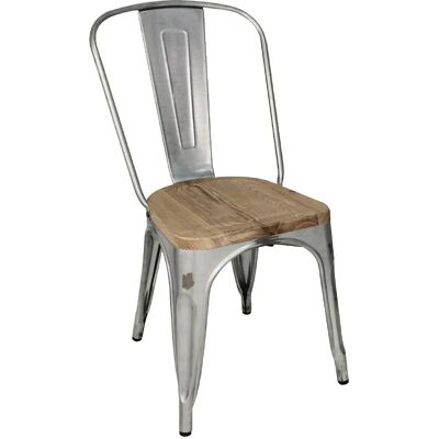 Chaises de Bistro en Acier Galvanisé Bolero avec Assise en Bois - Lot de 4 Chaises de Bistro en Acier Galvanisé Bolero avec Assise en Bois - Lot de 4