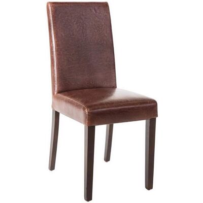 Chaises de salle à manger vintage en simili cuir marron foncé - Lot de 2 Chaises de salle à manger vintage en simili cuir marron foncé - Lot de 2