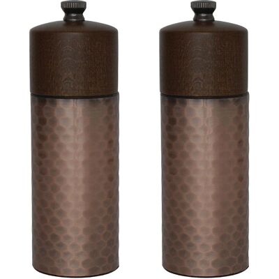 Olympia Copper and Wood Salt and Pepper Mills Set - 150mm Olympia Copper and Wood Salt and Pepper Mills Set - 150mm