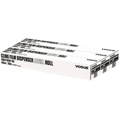 Recharge de Film Alimentaire Vogue Wrap450 - 3 Rouleaux, 45cm x 300m - Publicité Recharge de Film Alimentaire Vogue Wrap450 - 3 Rouleaux, 45cm x 300m - Publicité