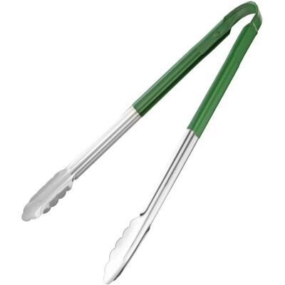 Vogue Stainless Steel Green Serving Tongs 405mm - Serving Tongs Vogue Stainless Steel Green Serving Tongs 405mm - Serving Tongs