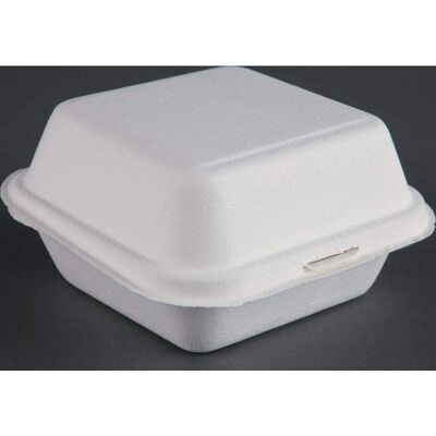 Fiesta Green Contenedor de hamburguesas de bagasse compostable - 153mm - 500 unidades Fiesta Green Contenedor de hamburguesas de bagasse compostable - 153mm - 500 unidades