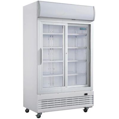 Polar G-Series Upright Display Cooler - 950L, Sliding Doors, Light Box Polar G-Series Upright Display Cooler - 950L, Sliding Doors, Light Box