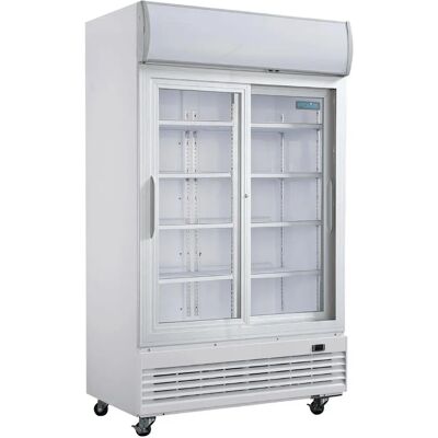 Polar G-Series Upright Display Cooler - 950L, Sliding Doors, Light Box Polar G-Series Upright Display Cooler - 950L, Sliding Doors, Light Box