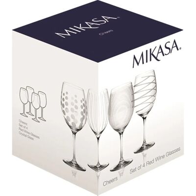 Conjunto de 4 Copas de Vino Tinto Mikasa Cheers - Cristal Elegante Conjunto de 4 Copas de Vino Tinto Mikasa Cheers - Cristal Elegante