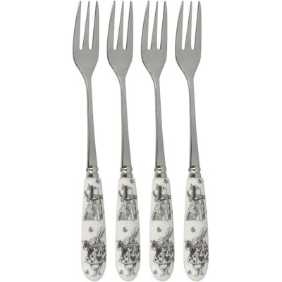 V&A Alice in Wonderland Pastry Forks Set - Stainless Steel & Porcelain Handles V&A Alice in Wonderland Pastry Forks Set - Stainless Steel & Porcelain Handles