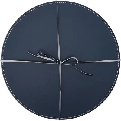 Creative Round Faux Leather Placemat - 29cm, 4 pcs, Gray/Black Creative Round Faux Leather Placemat - 29cm, 4 pcs, Gray/Black
