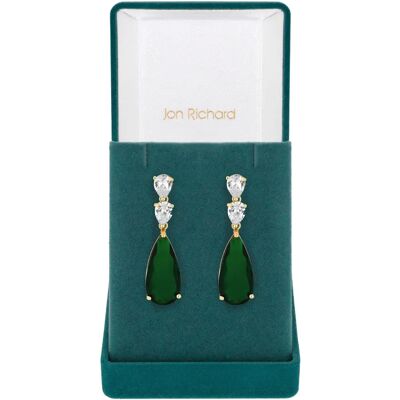 Jon Richard Green Cubic Zirconia Pear Drop Earrings - Gift Boxed Jon Richard Green Cubic Zirconia Pear Drop Earrings - Gift Boxed