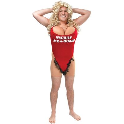 Bristol Novelty Mens Lifeguard Hairy Mary Costume - Adult Halloween - Red Bristol Novelty Mens Lifeguard Hairy Mary Costume - Adult Halloween - Red