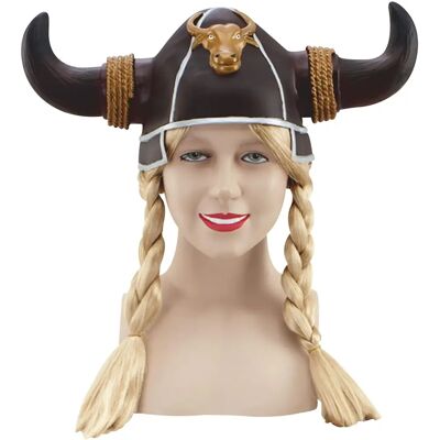 Bristol Novelty Damen Wikingerhelm mit blonden Zöpfen - Kostümhelm Bristol Novelty Damen Wikingerhelm mit blonden Zöpfen - Kostümhelm