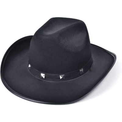 Bristol Novelty Bh367a Chapeau de cow-boy en feut noir à clous - Publicité Bristol Novelty Bh367a Chapeau de cow-boy en feut noir à clous - Publicité