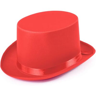 Chapeau haut de forme en satin rouge Bristol Novelty - Chapeau - Publicité Chapeau haut de forme en satin rouge Bristol Novelty - Chapeau - Publicité