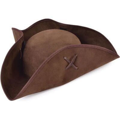 Bristol Novelty Braune Wildlederstoff Pirat Tricorn Hut - Hut Bristol Novelty Braune Wildlederstoff Pirat Tricorn Hut - Hut