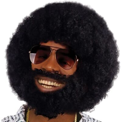 Bristol Novelty Homme Afro + Barbe Faciale Costume - Perruque Halloween - Publicité Bristol Novelty Homme Afro + Barbe Faciale Costume - Perruque Halloween - Publicité