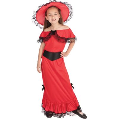 Bristol Novelty Scarlet Ohara - Dress, Red, Black Lace, Kids 122-134cm Bristol Novelty Scarlet Ohara - Dress, Red, Black Lace, Kids 122-134cm