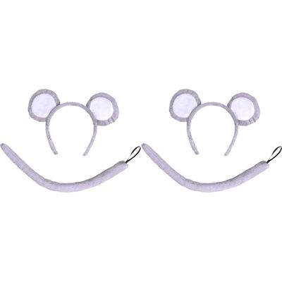Bristol Novelty Muizen Set Grijze Oren + Staart - Kostuum Bristol Novelty Muizen Set Grijze Oren + Staart - Kostuum