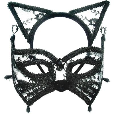 Maschera di Gatto Bristol Novelty - Pizzo Nero Unisex Adulti Maschera di Gatto Bristol Novelty - Pizzo Nero Unisex Adulti