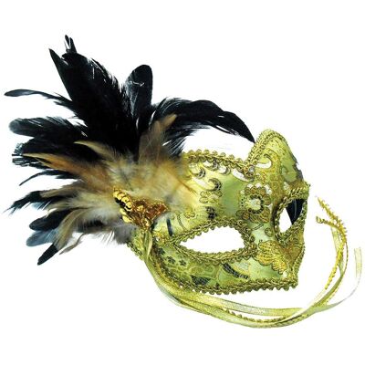 Gul mask Bristol Novelty - Vuxen dam kostym med flätat ögonmönster Gul mask Bristol Novelty - Vuxen dam kostym med flätat ögonmönster