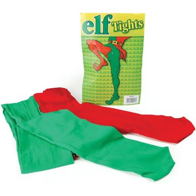 Bristol Novelty Elf Strumpfhosen - Grün Rot Kostümzubehör Bristol Novelty Elf Strumpfhosen - Grün Rot Kostümzubehör