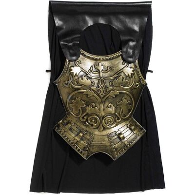 Plastron romain doré avec cape - Accessoire de costume Plastron romain doré avec cape - Accessoire de costume