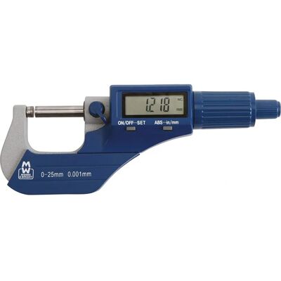 Moore & Wright MW200-01DBL Digital External Micrometer - 0-25mm, 0.001mm Resolution Moore & Wright MW200-01DBL Digital External Micrometer - 0-25mm, 0.001mm Resolution